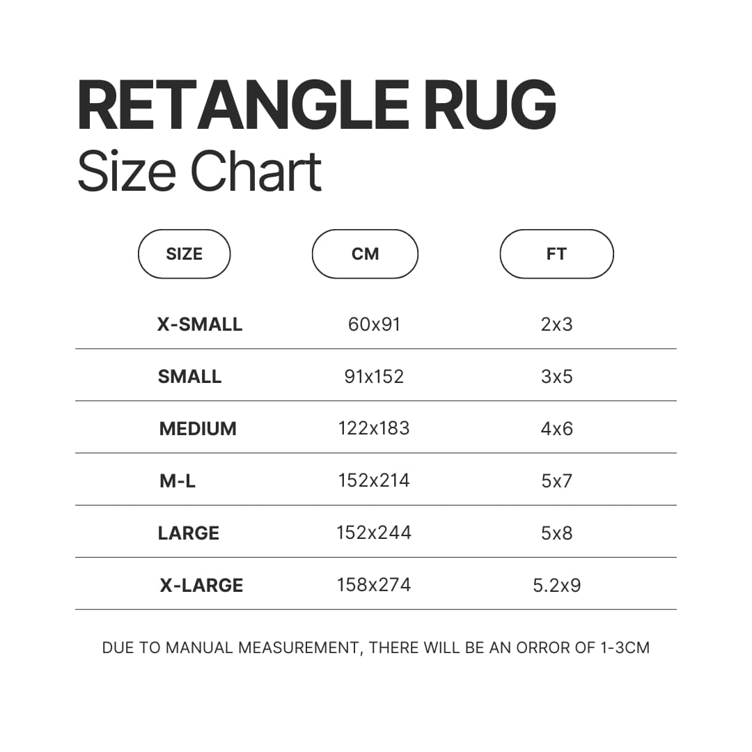 Retangle Rug Size Chart - Bloodborne Store